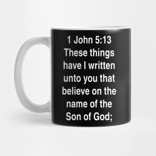 1 John 5:13  Bible Verse Typography KJV Mug